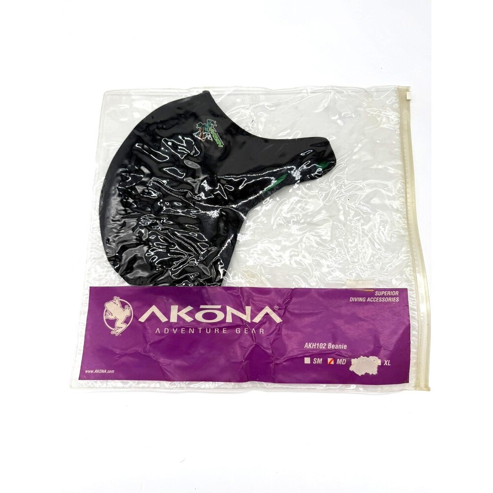 Akona AKH102 Diving Beanie Black Scuba Swim Cap Size Medium Neoprene